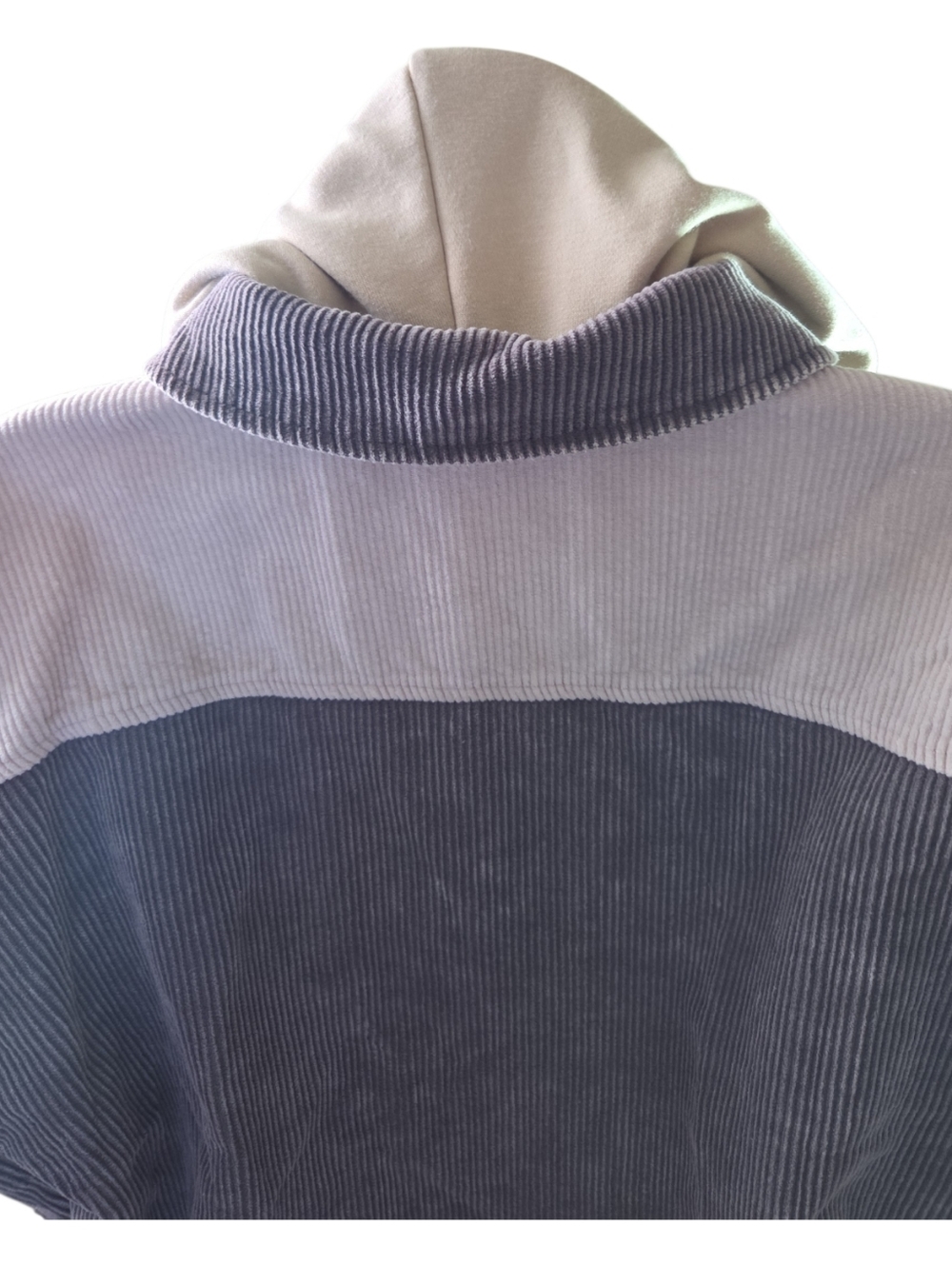 Unbranded Corduroy Hooded Shacket Gray Cream XL - Picture 7 of 7